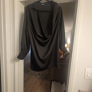 Fashion Nova Black Draped Mini Dress